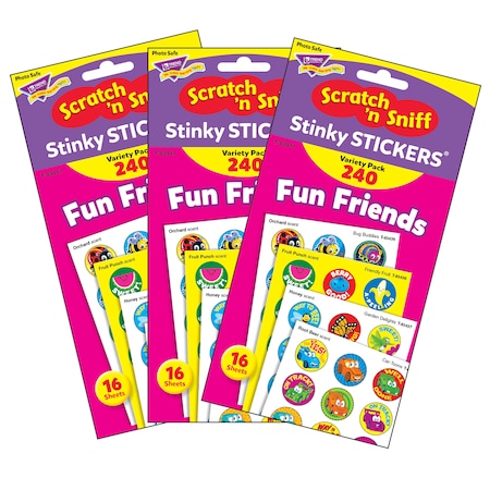 Trend Enterprises Fun Friends Stinky Stickers Variety Pack, 240 Per Pack, PK3 T83917